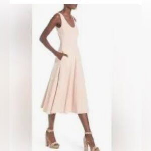 LEITH L Pale Pink A-line sleeveless stretch woman midi skirt cottagecore casual